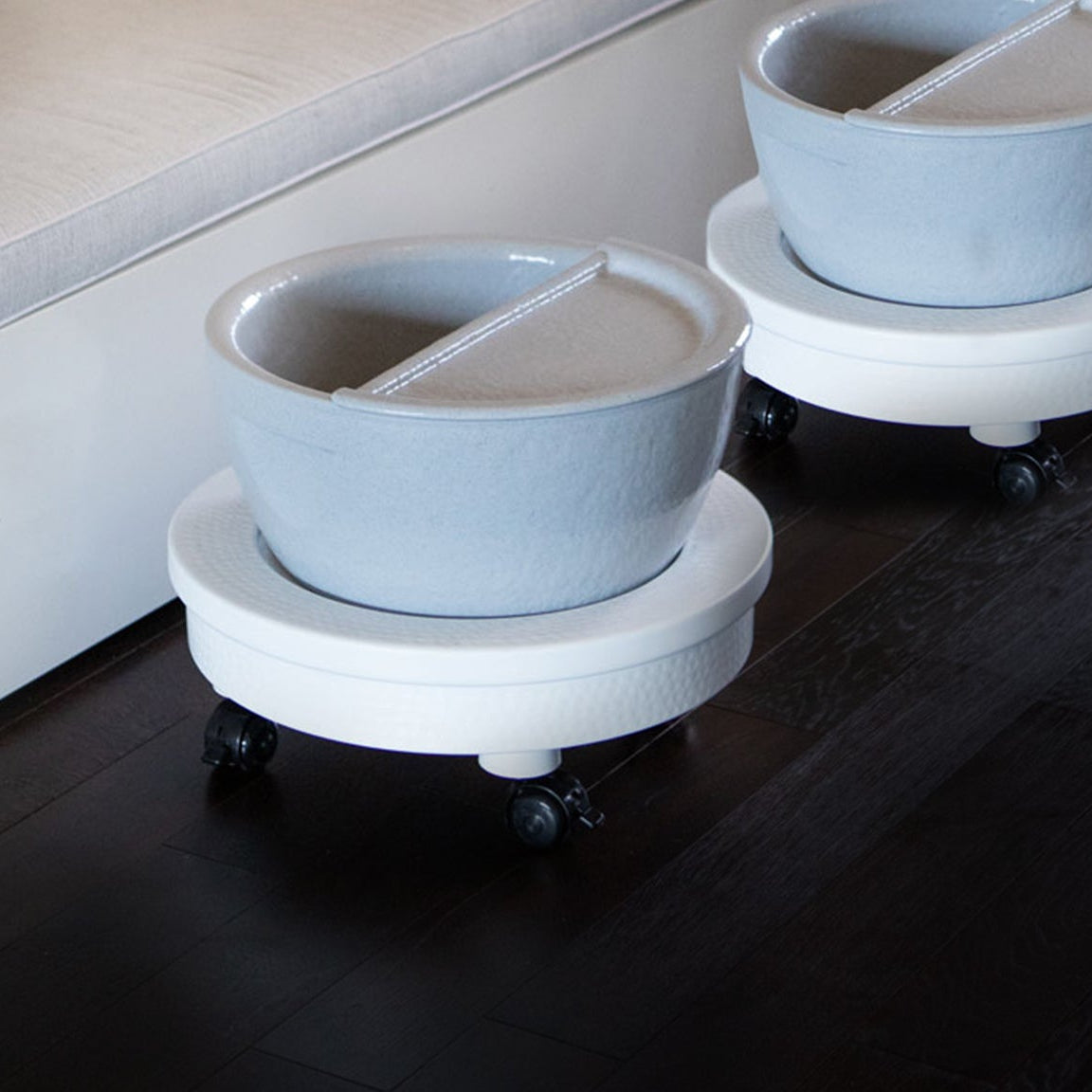 Hand-Hammered White Pedicure Bowl Cart