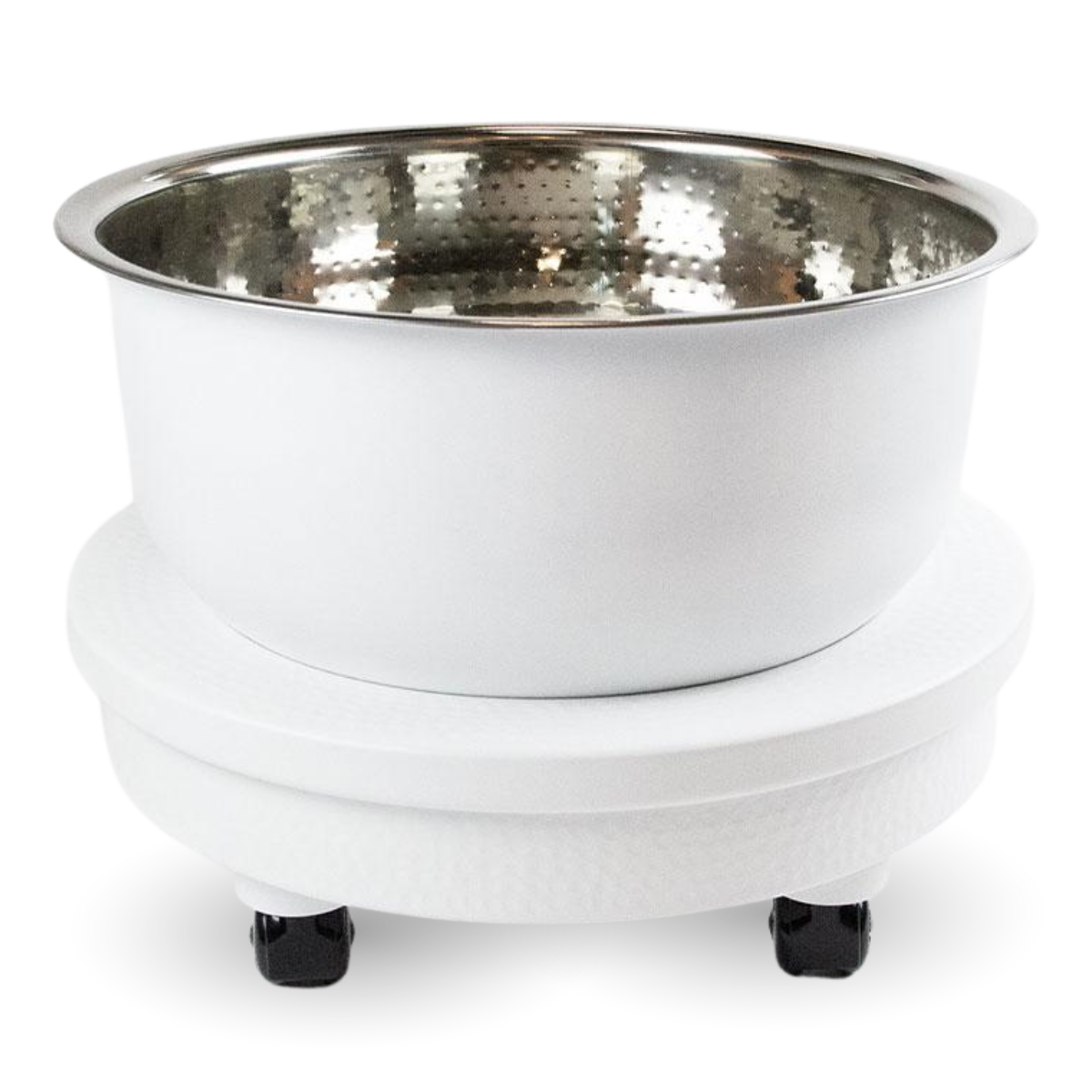 Hand-Hammered White Pedicure Bowl Cart