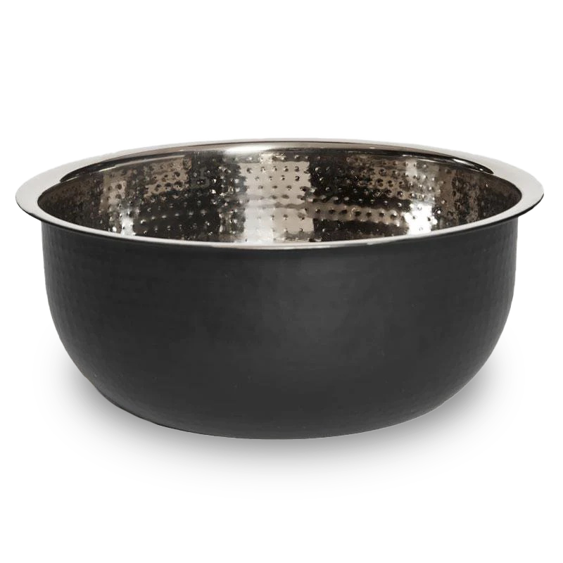 Hand-Hammered Stainless Steel with Black Pedicure Bowl