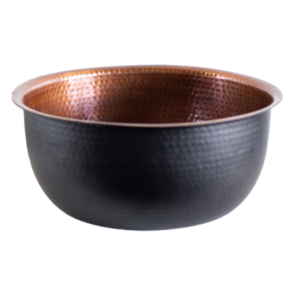 Pedicure Bowl - Hammered Copper with Black